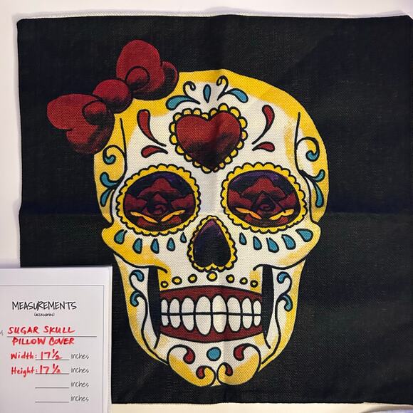 Day of the Dead Sugar Skull Multi Color Pillow Cover Home Decor - Picture 3 of 3